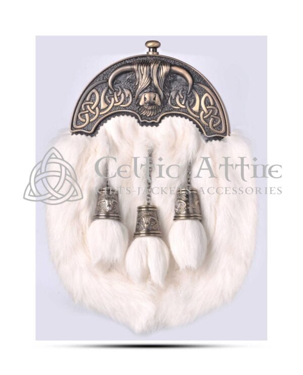 Brass Highland Cow White Rabbit Full Dress Sporran