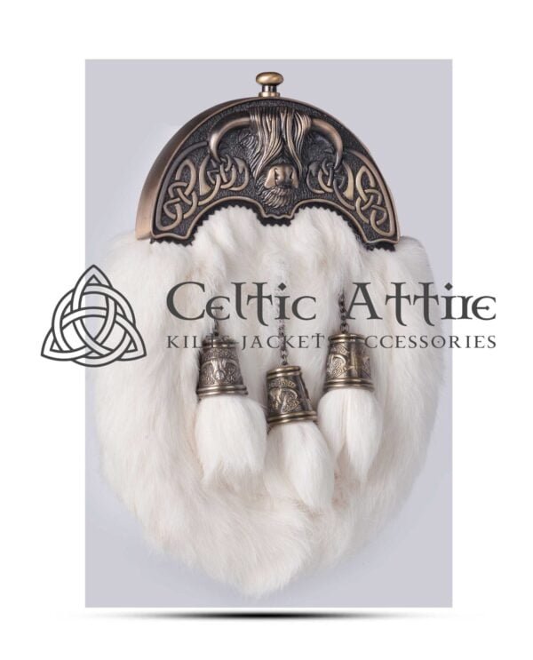 Brass Highland Cow White Rabbit Full Dress Sporran - Image 2