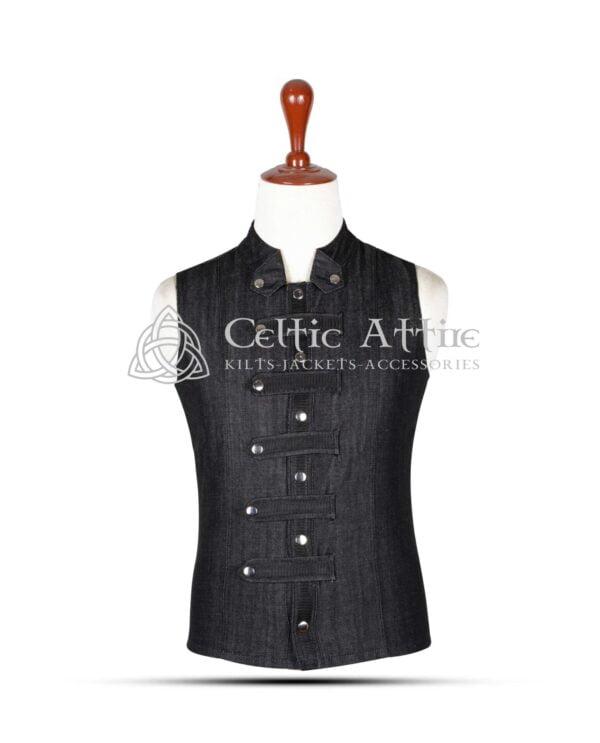 Black Denim Punk Rock Vest