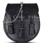 Pin Lock Embossed Black Leather Day Sporran