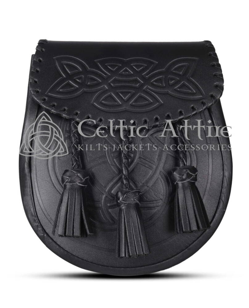 Black Leather Embossed Day Sporran Embossed Black Leather Day Sporran