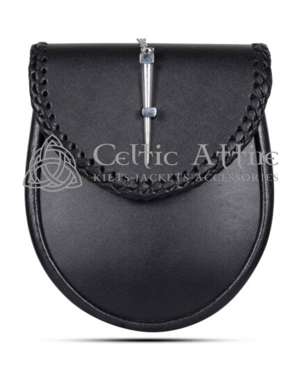 Black Leather Scottish Kilt Sporran Pin Lock