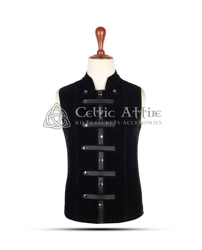 Black-Velvet-Punk-Rock-Sleeveless-Jacket Black Velvet Punk Rock Sleeveless Jacket