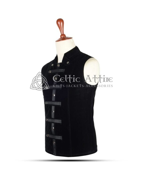 Black Velvet Punk Rock Sleeveless Jacket - Image 2