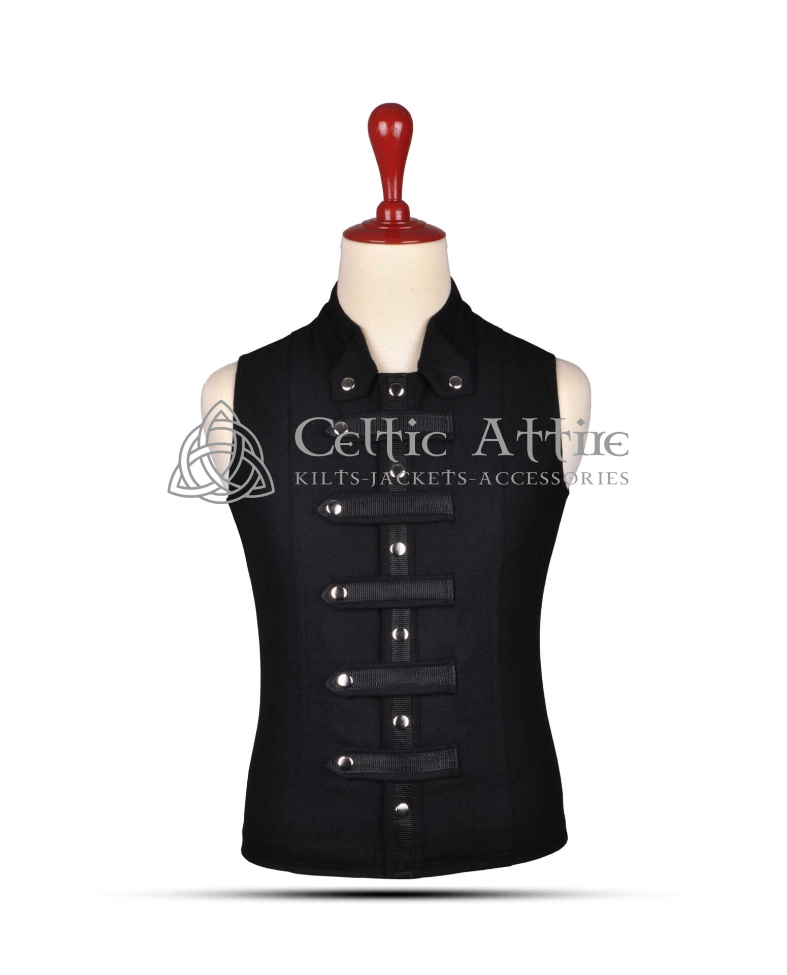 Black Wool Punk Rock Sleeveless Jacket