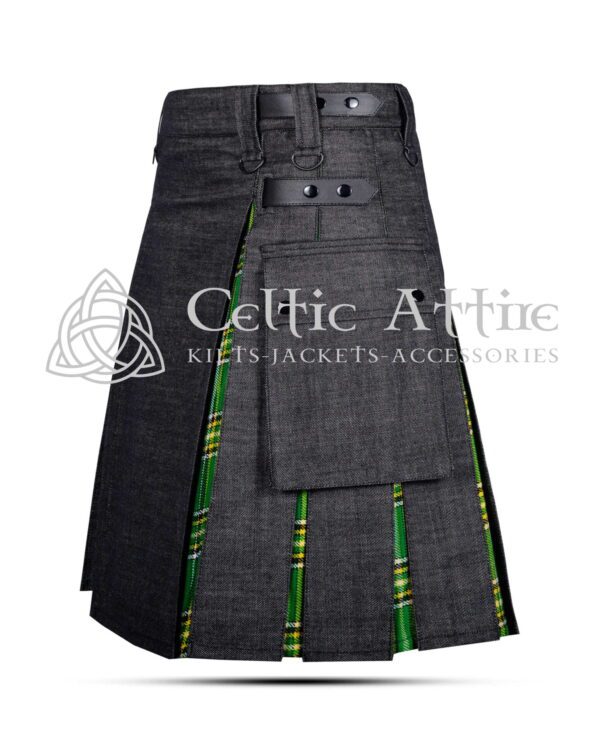 Krewe of Shamrock Black Denim Hybrid Utility Kilt - Image 3