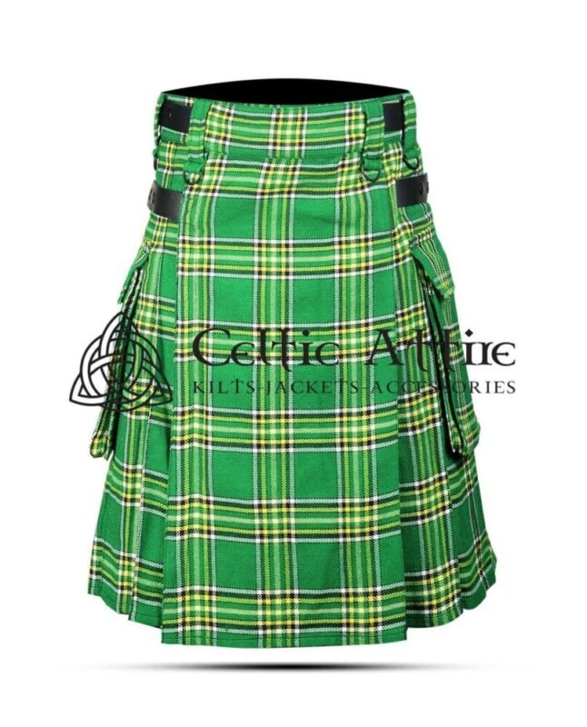 Krewe-of-Shamrock-Irish-Tartan-Utility-Kilt-front-view