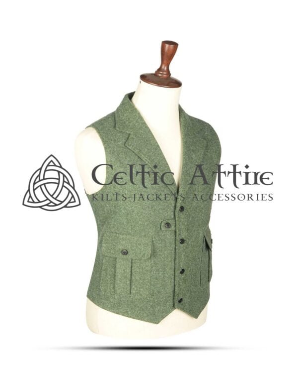 Lovat-Green-Wool-Kilt-Vest-Side-View-2