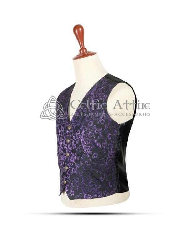 Purple-Brocade-5-Buttons-Waistcoat