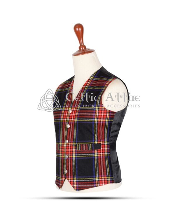 Stewart Black Tartan Waistcoat - Image 2