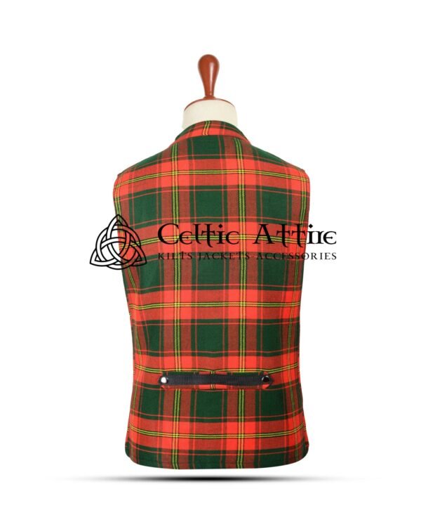 Ulster Red Tartan Punk Rock Waistcoat - Image 3