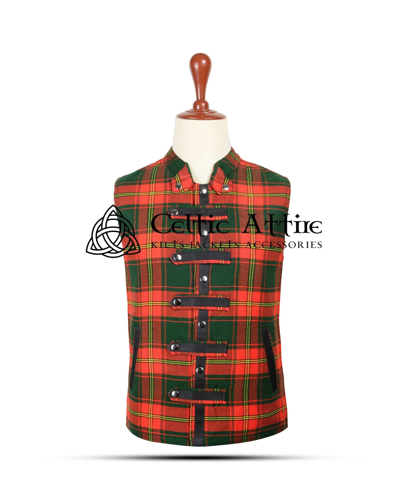 Ulster Red Tartan Punk Rock Waistcoat