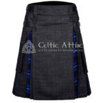 Black Cotton American Patriot Tartan Hybrid Kilt
