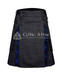 Black Cotton American Patriot Tartan Hybrid Kilt