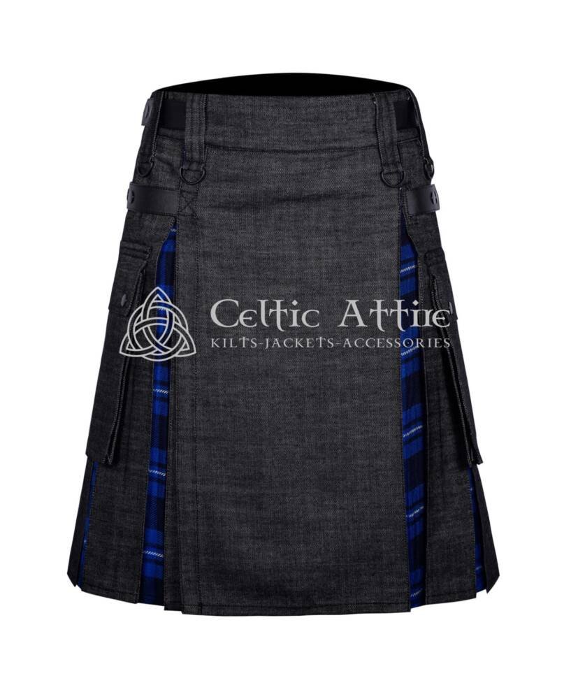 American-Patriot-Tartan-Hybrid-Utility-Kilt-Front-View Black Cotton American Patriot Tartan Hybrid Kilt