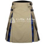 Khaki Cotton American Patriot Tartan Hybrid Kilt