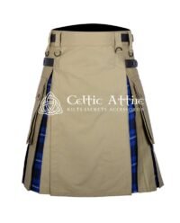 Khaki Cotton American Patriot Tartan Hybrid Kilt