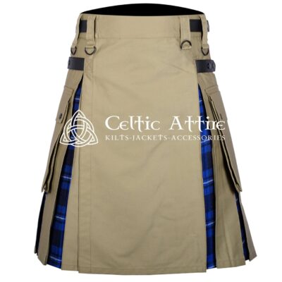 Khaki Cotton American Patriot Tartan Hybrid Kilt