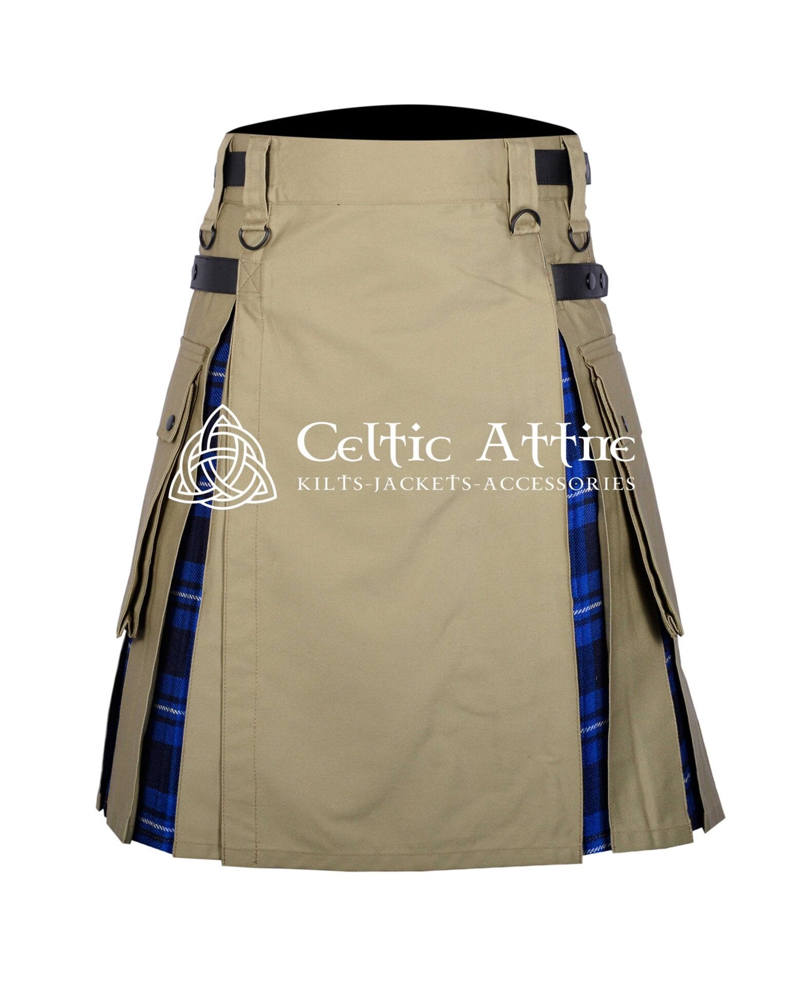 Khaki Cotton American Patriot Tartan Hybrid Kilt