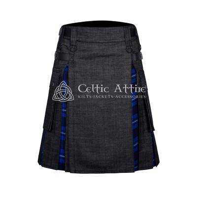 Black Cotton American Patriot Tartan Hybrid Kilt