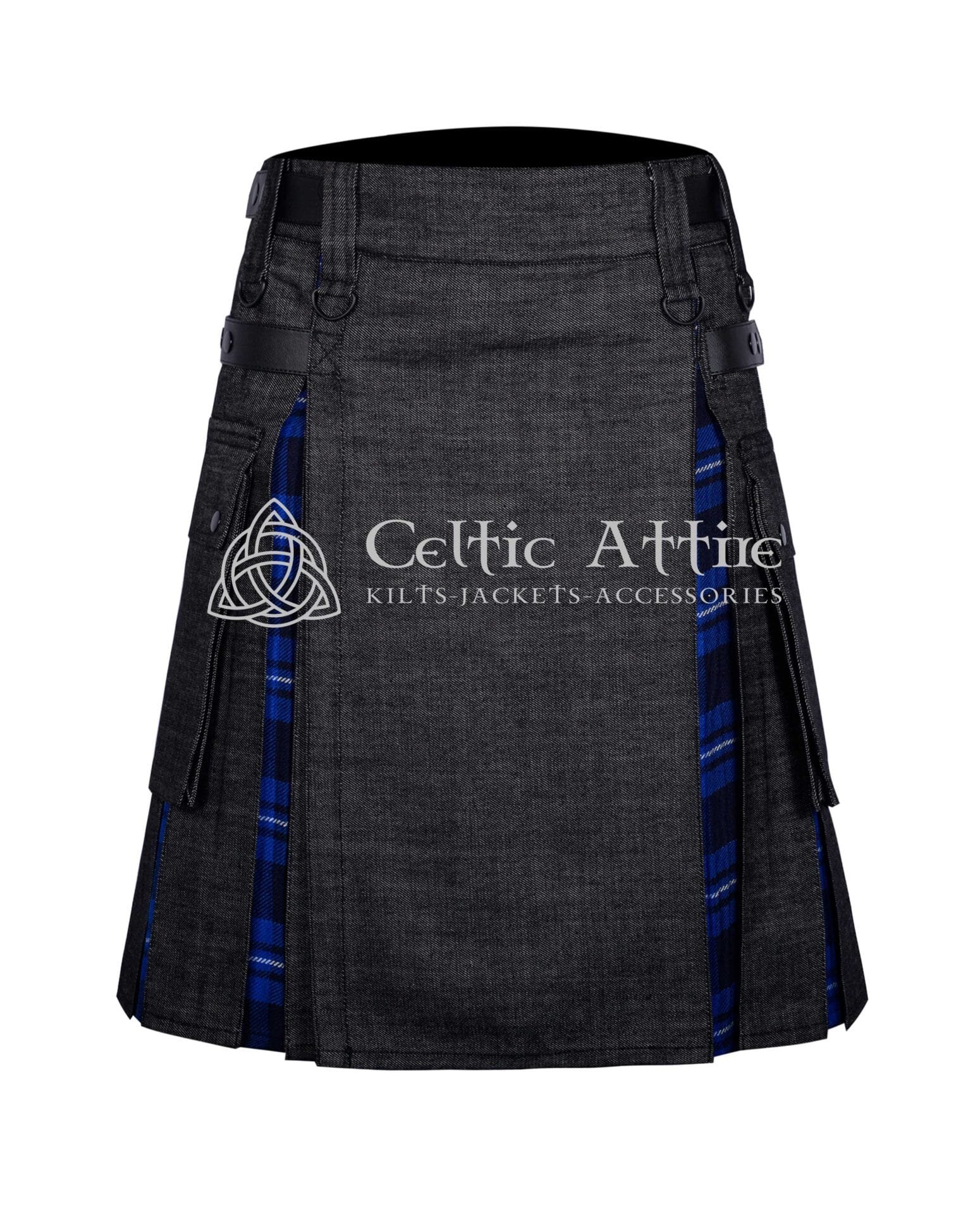 Black Cotton American Patriot Tartan Hybrid Kilt