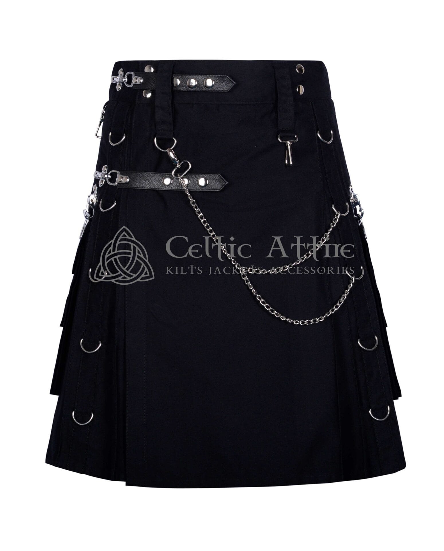 Black Cotton Gothic Kilt 