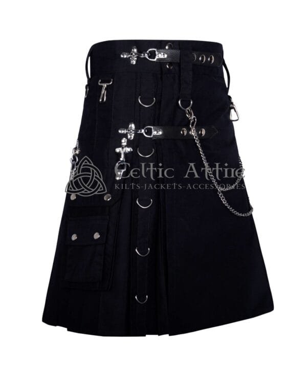 Black Cotton Gothic Kilt - Image 2