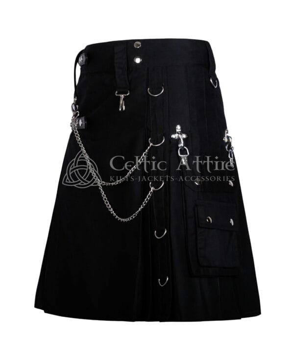 Black Cotton Gothic Kilt - Image 3