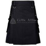 Black Cotton Gothic Punk Kilt