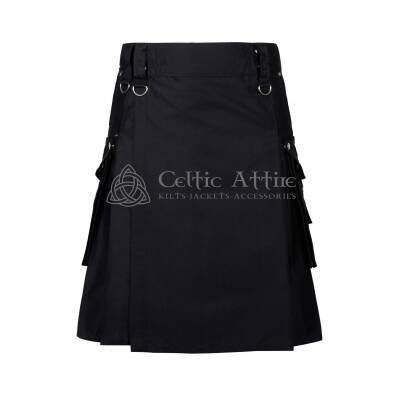 Black Cotton Gothic Punk Kilt