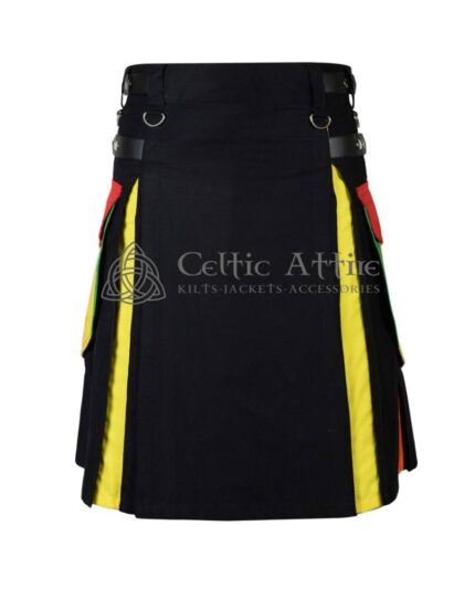 Black Cotton Hybrid LGBTQ Pride Kilt