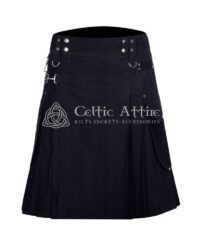 Black Cotton Utility Kilt