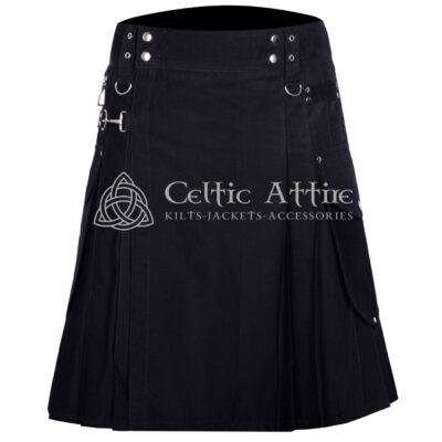 Black Cotton Utility Kilt