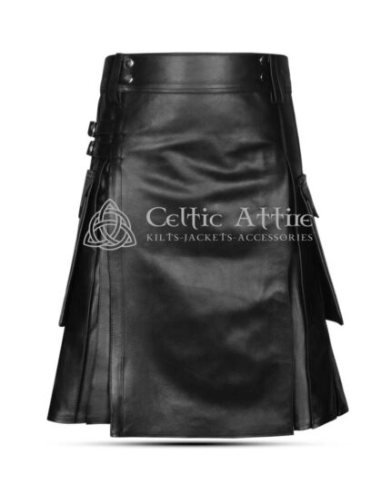 Black Leather Utility Kilt