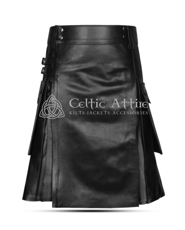 Black Leather Utility Kilt