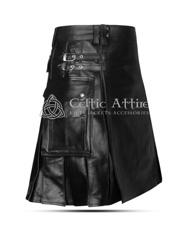 Black Leather Utility Kilt - Image 2