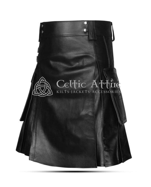 Black Leather Utility Kilt - Image 3