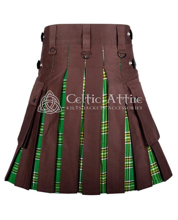 Brown Cotton Irish Tartan Hybrid Utility Kilt - Image 2