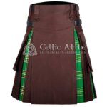 Brown Cotton Irish Tartan Hybrid Utility Kilt