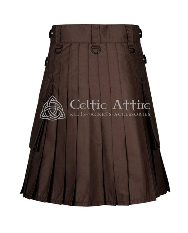 Brown Cotton Utility Kilt - Image 4