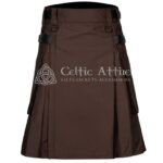 Brown Cotton Utility Kilt