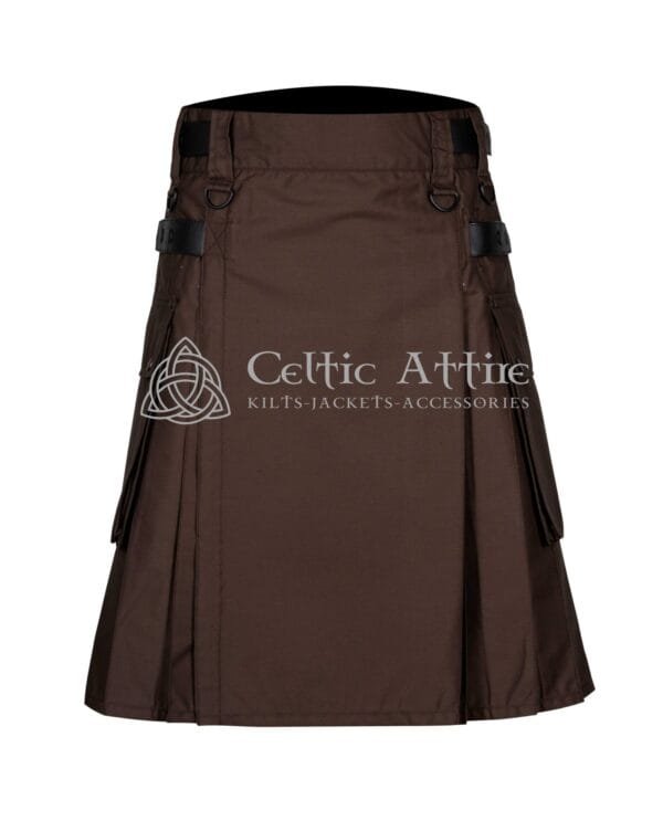 Brown Cotton Utility Kilt