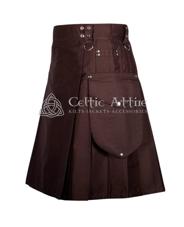 Brown Cotton Utility Kilt - Image 3