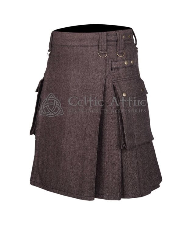 Brown Tweed Utility Kilt - Image 2