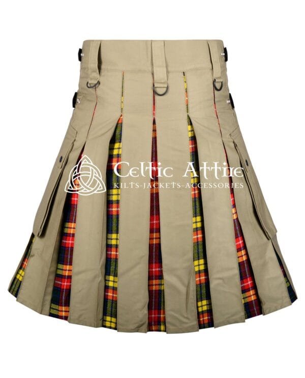 Khaki Cotton Buchanan Tartan Hybrid Kilt - Image 2