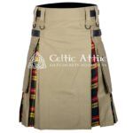 Khaki Cotton Buchanan Tartan Hybrid Kilt