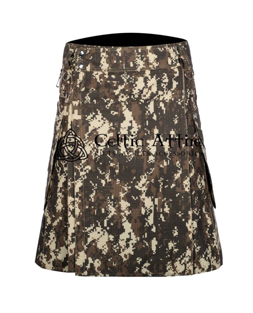 Digital-Camo-Utility-Kilt-Front-View Digital Camo Cotton Utility Kilt