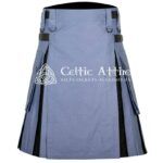Gray Black Cotton Hybrid Utility Kilt