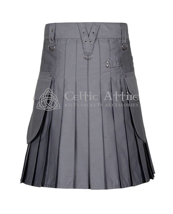 Gray Cotton Utility Kilt - Image 4