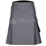 Gray Cotton Utility Kilt